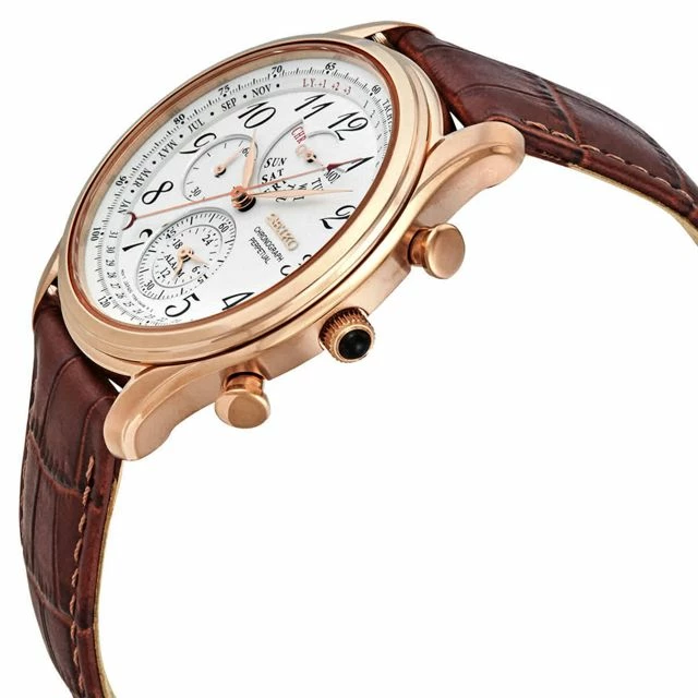 Top 10 ๐งจ Seiko Chronograph Alarm Quartz White Dial Men's โ Watch SPC256P1 Brown ๐ - Image 2