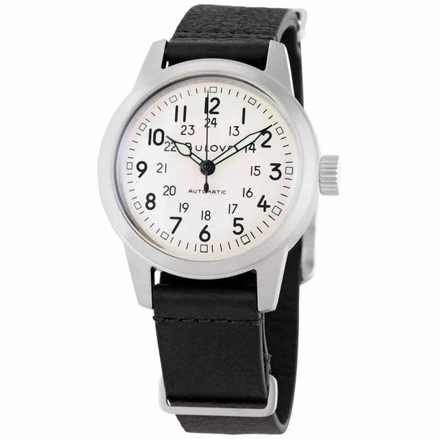 Outlet ๐งจ Bulova Hack Automatic Ivory Dial Men's โ Watch 96A246 Black ๐