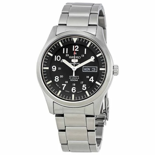 Discount ๐ Seiko 5 Black Dial Stainless Steel Men's โ Watch SNZG13J1 Silver ๐