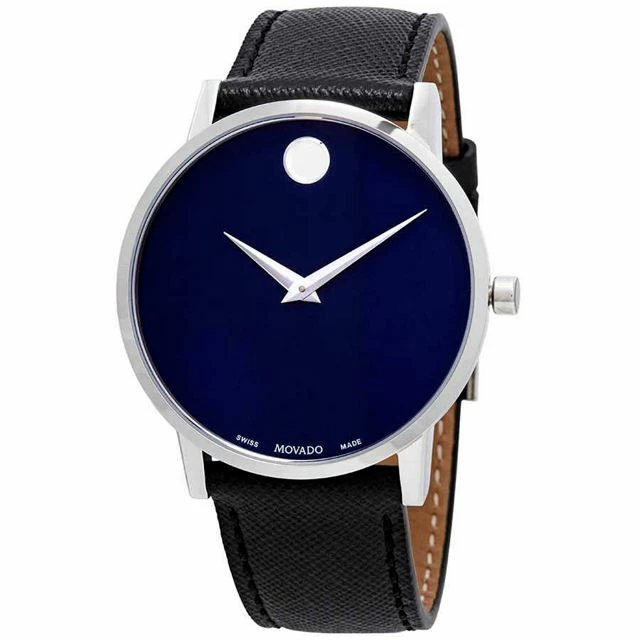 Budget 💯 Movado Museum Classic Blue Dial Men's ⌚ Watch 0607197 Silver 🤩