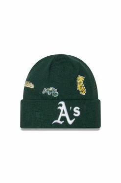 Best Sale 😀 New Era Oakland A's Knit Patched Beanie Dark Green 🧨