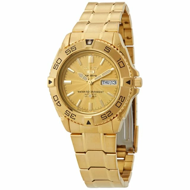 Outlet ✔️ Seiko Seiko 5 Sports Automatic Gold Dial Men's ⌚ Watch SNZB26J1 Gold 😉