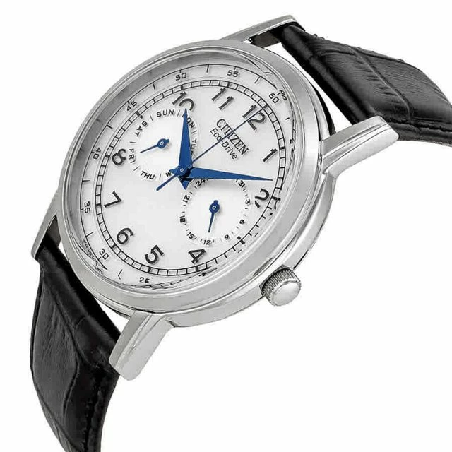 Discount ✔️ Citizen Eco-Drive Silver Dial Black Leather Men's ⌚ Watch AO9000-06B Black ⭐ - Image 2